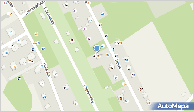 Justynów, Nowa, 48-50, mapa Justynów