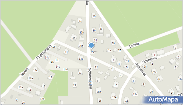 Kaliska, Nowowiejska, 32a, mapa Kaliska