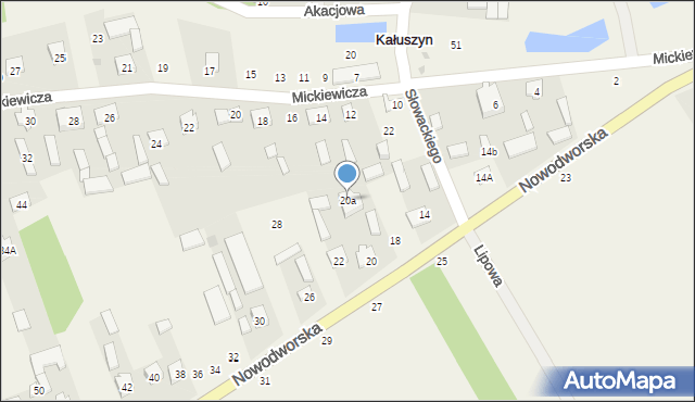 Kałuszyn, Nowodworska, 20a, mapa Kałuszyn