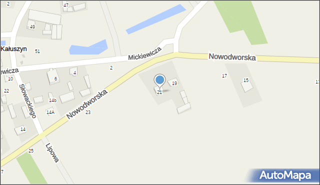 Kałuszyn, Nowodworska, 21, mapa Kałuszyn