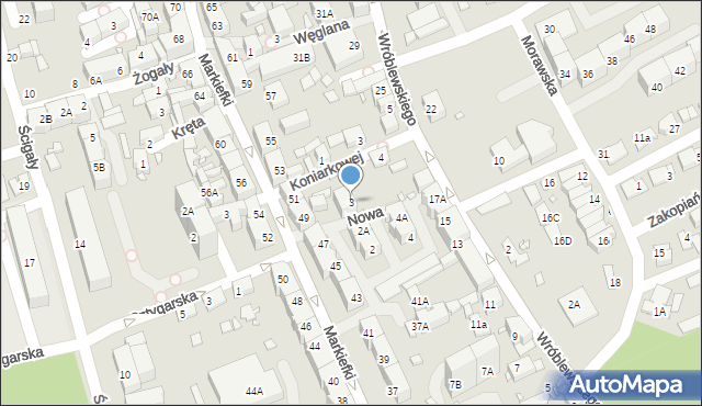 Katowice, Nowa, 3, mapa Katowic