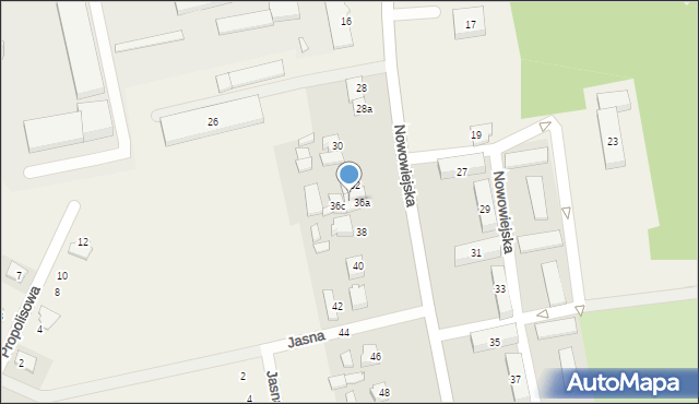 Kaźmierz, Nowowiejska, 36b, mapa Kaźmierz