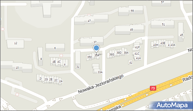 Kielce, Nowaka-Jeziorańskiego Jana, 35A, mapa Kielc