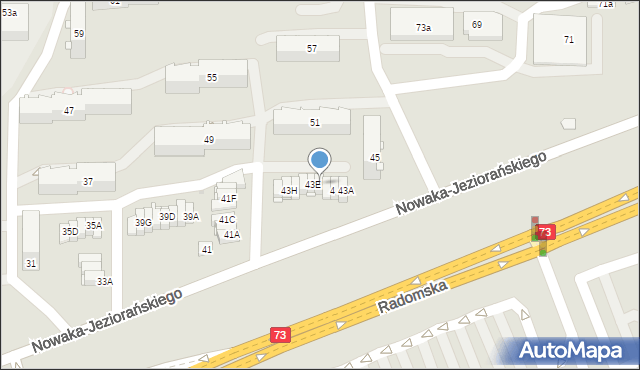 Kielce, Nowaka-Jeziorańskiego Jana, 43D, mapa Kielc