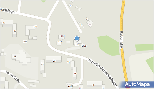 Kielce, Nowaka-Jeziorańskiego Jana, 140, mapa Kielc