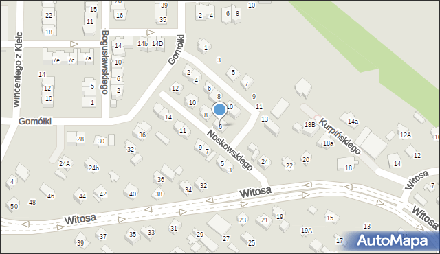 Kielce, Noskowskiego Zygmunta, 6, mapa Kielc