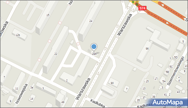 Kielce, Nowowiejska, 24A, mapa Kielc