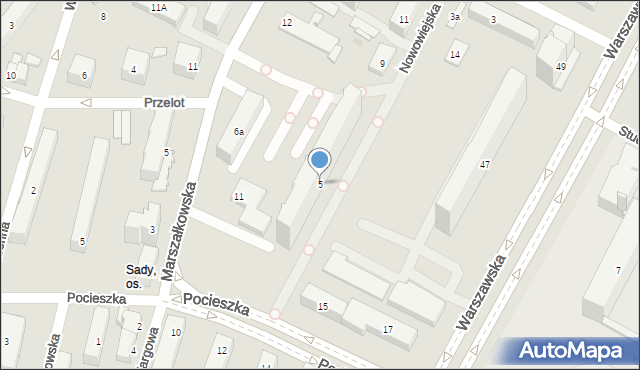 Kielce, Nowowiejska, 5, mapa Kielc