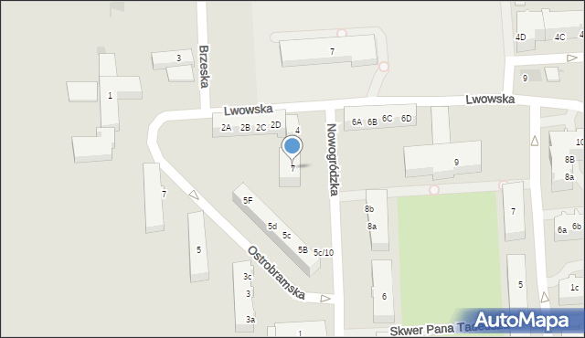 Kołobrzeg, Nowogródzka, 7, mapa Kołobrzegu