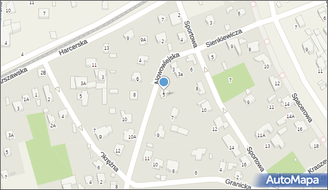 Komorów, Nowowiejska, 5, mapa Komorów