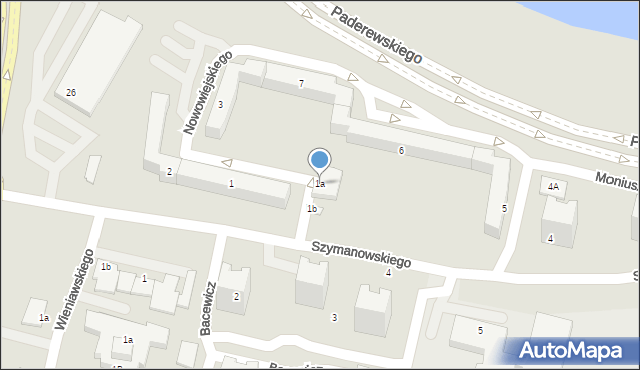 Konin, Nowowiejskiego Feliksa, 1a, mapa Konina