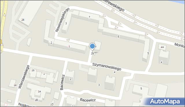Konin, Nowowiejskiego Feliksa, 1b, mapa Konina