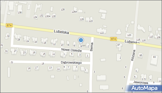 Końskowola, Nowe Osiedle, 4, mapa Końskowola