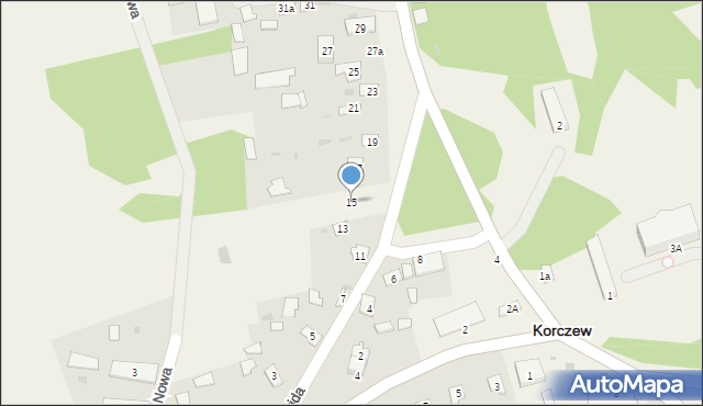 Korczew, Norwida Cypriana Kamila, 15, mapa Korczew