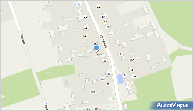 Korczew, Norwida Cypriana Kamila, 43, mapa Korczew