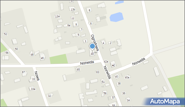 Korczew, Norwida Cypriana Kamila, 44, mapa Korczew