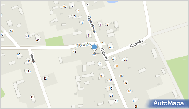 Korczew, Norwida Cypriana Kamila, 63, mapa Korczew