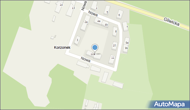 Korzonek, Nowa, 12b, mapa Korzonek