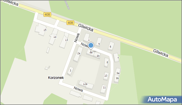 Korzonek, Nowa, 4a, mapa Korzonek
