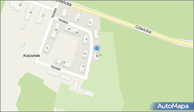 Korzonek, Nowa, 9b, mapa Korzonek