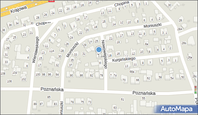 Kostrzyn, Nowowiejskiego Feliksa, 4, mapa Kostrzyn