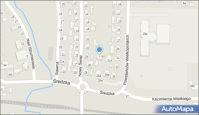 Kostrzyn, Nowy Świat, 24a, mapa Kostrzyn