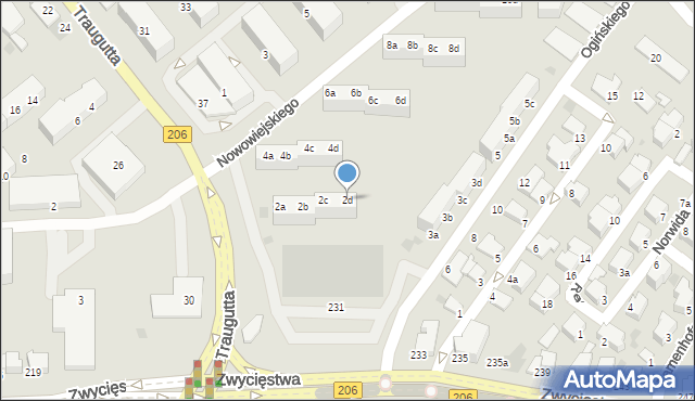 Koszalin, Nowowiejskiego Feliksa, 2d, mapa Koszalina