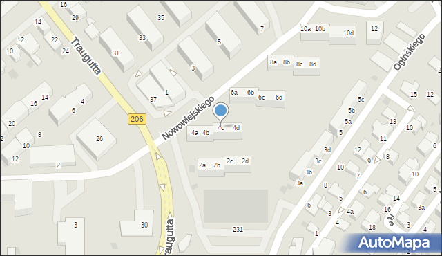 Koszalin, Nowowiejskiego Feliksa, 4c, mapa Koszalina