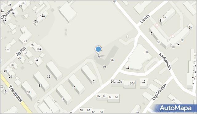 Koszalin, Nowowiejskiego Feliksa, 9, mapa Koszalina