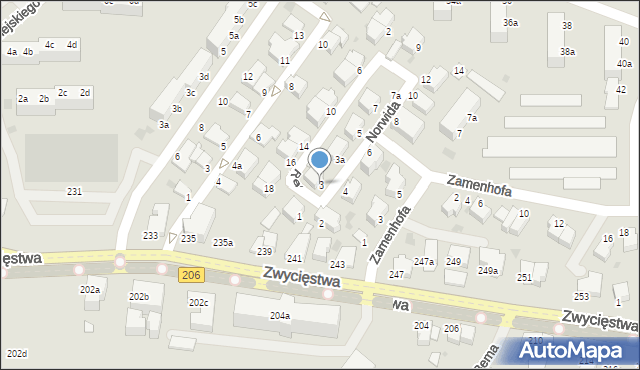 Koszalin, Norwida Cypriana Kamila, 3, mapa Koszalina