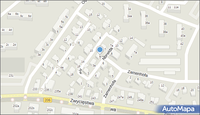 Koszalin, Norwida Cypriana Kamila, 5, mapa Koszalina