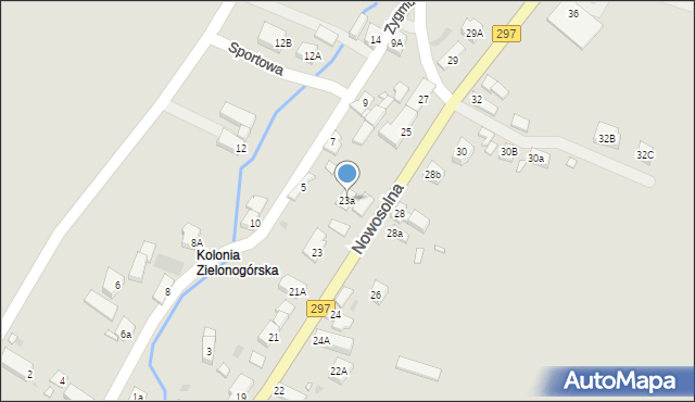 Kożuchów, Nowosolna, 23a, mapa Kożuchów