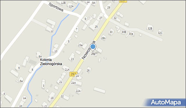 Kożuchów, Nowosolna, 28a, mapa Kożuchów