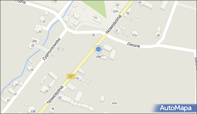 Kożuchów, Nowosolna, 44a, mapa Kożuchów