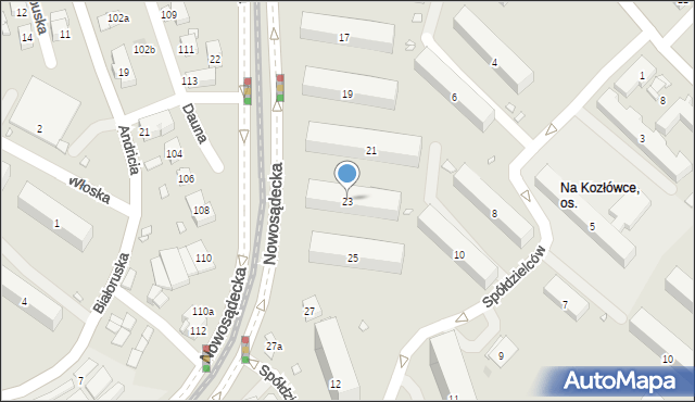 Kraków, Nowosądecka, 23, mapa Krakowa