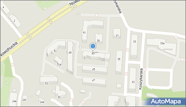 Kraków, Nowohucka, 43, mapa Krakowa