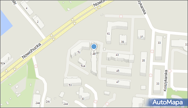 Kraków, Nowohucka, 49, mapa Krakowa