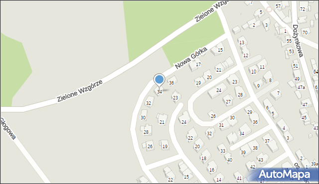 Kraków, Nowa Górka, 34, mapa Krakowa