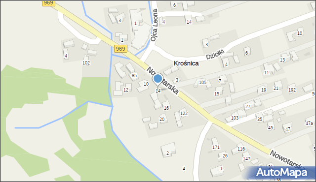 Krośnica, Nowotarska, 14, mapa Krośnica