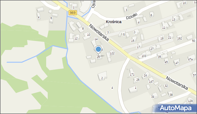 Krośnica, Nowotarska, 20, mapa Krośnica