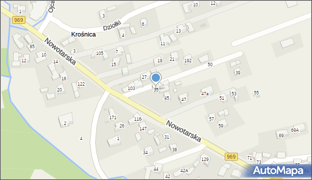 Krośnica, Nowotarska, 35, mapa Krośnica