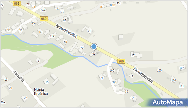 Krośnica, Nowotarska, 61, mapa Krośnica