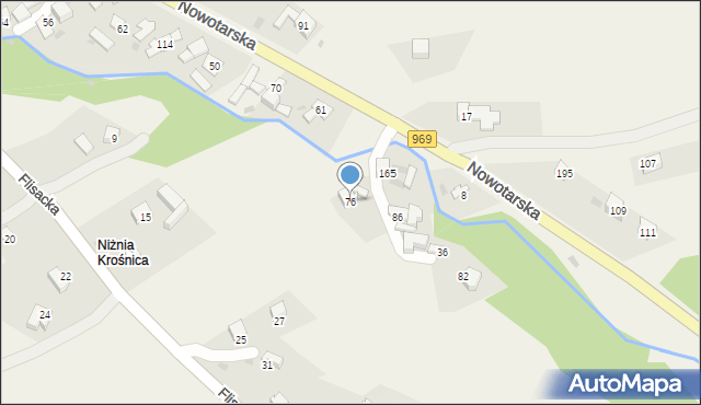 Krośnica, Nowotarska, 76, mapa Krośnica