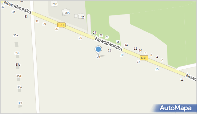 Krubin, Nowodworska, 23, mapa Krubin