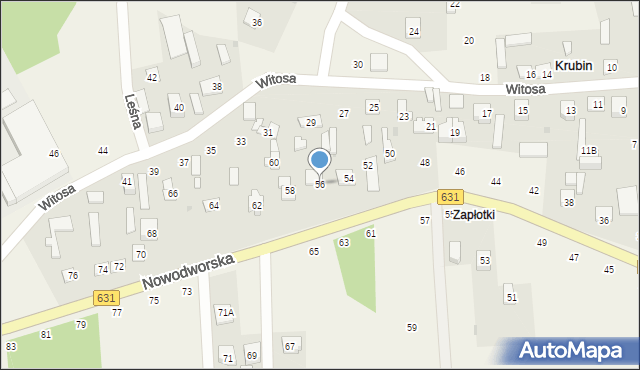 Krubin, Nowodworska, 56, mapa Krubin