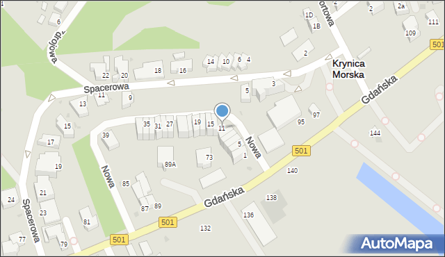 Krynica Morska, Nowa, 11, mapa Krynica Morska