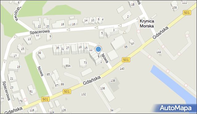 Krynica Morska, Nowa, 5, mapa Krynica Morska