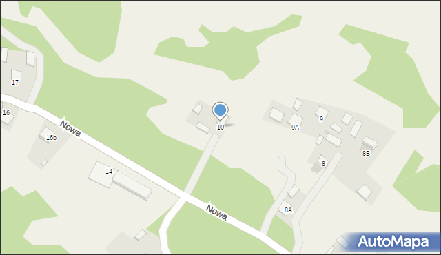 Krzaki, Nowa, 10, mapa Krzaki