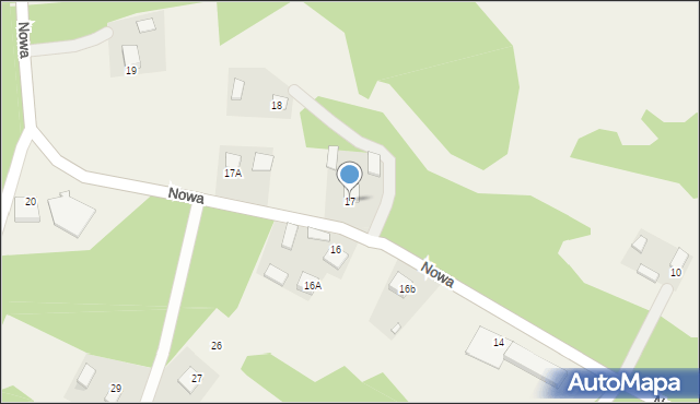 Krzaki, Nowa, 17, mapa Krzaki