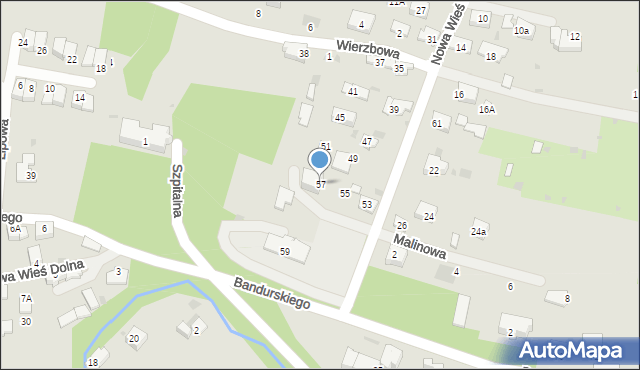 Krzeszowice, Nowa Wieś, 57, mapa Krzeszowice